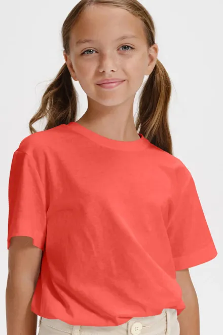 T-shirt simple pour enfants, corail