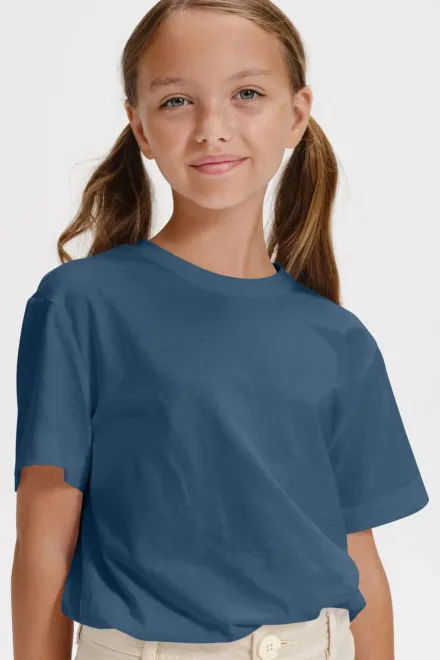 T-shirt simple pour enfants, denim