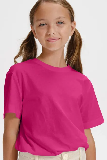 T-shirt simple pour enfants, framboise