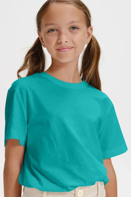 T-shirt simple pour enfants, vert émeraude
