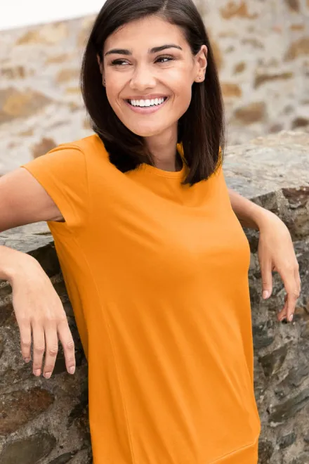 T-shirt tendance pour femme, mandarine