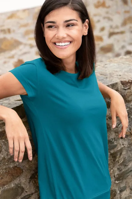 T-shirt tendance pour femme, turquoise foncé