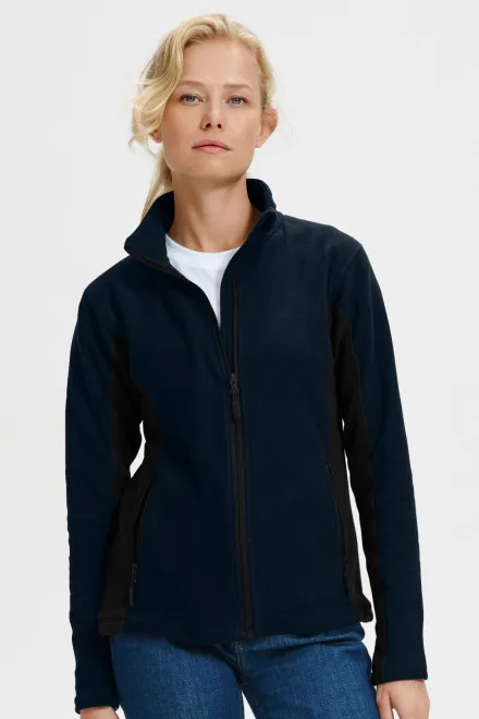 Veste contrastée en molleton pour femme, bleu foncé