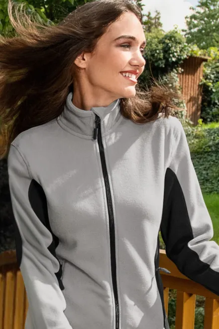 Veste contrastée en molleton pour femme, gris clair