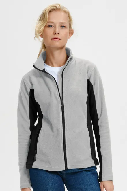 Veste contrastée en molleton pour femme, gris clair