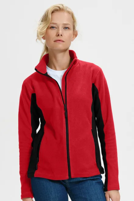 Veste contrastée en molleton pour femme, rouge