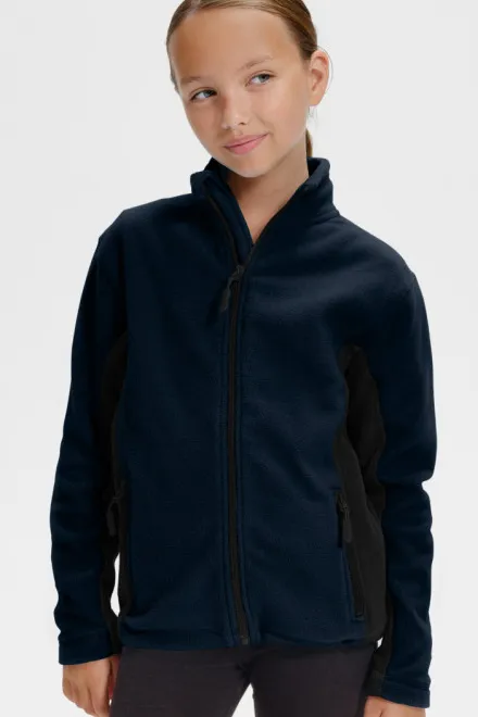 Veste polaire enfant contrastée, bleu foncé