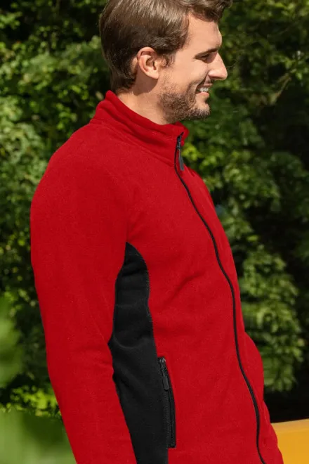 Veste polaire homme contrastée, rouge