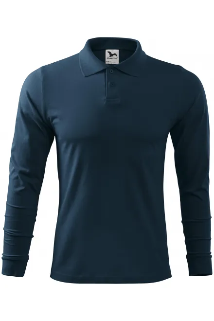 Polo à manches longues pour hommes - bleu foncé, L