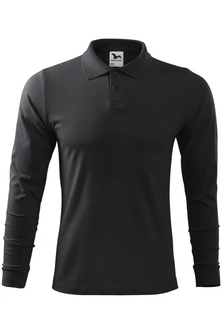 Polo à manches longues pour hommes - gris ébène, L