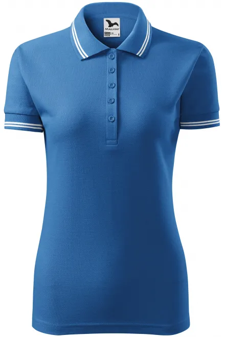 Polo contrasté pour femme - bleu clair, M