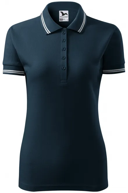 Polo contrasté pour femme - bleu foncé, M