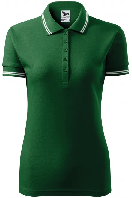 Polo contrasté pour femme - bouteille verte, M