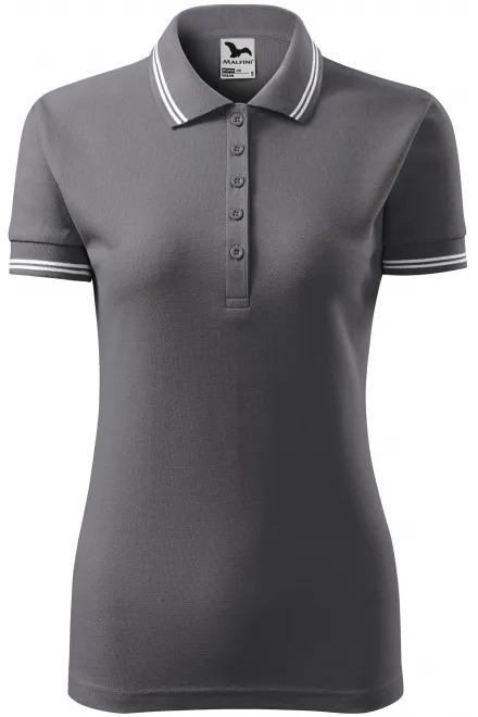 Polo contrasté pour femme - gris acier, M