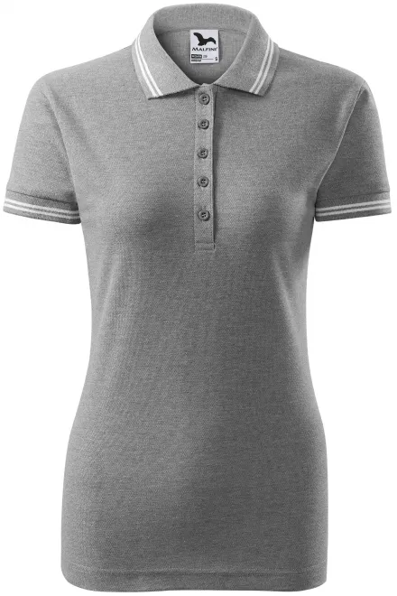 Polo contrasté pour femme - marbre gris foncé, M