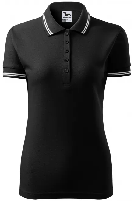 Polo contrasté pour femme - noir, M