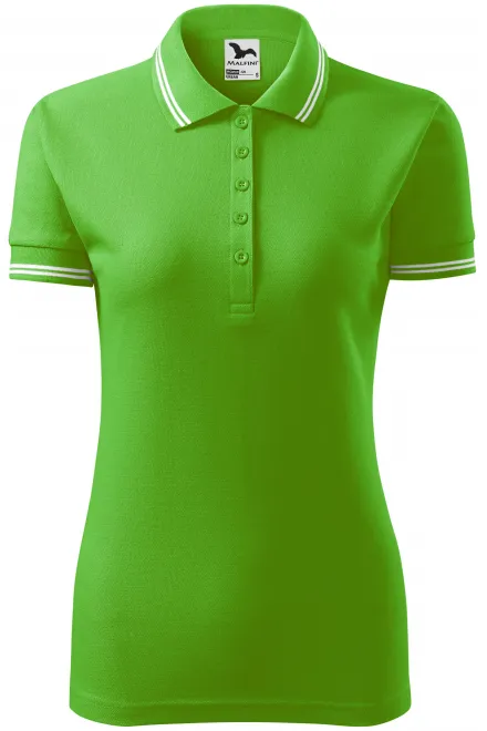 Polo contrasté pour femme - Pomme verte, M