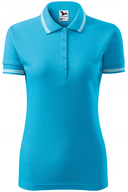 Polo contrasté pour femme - turquoise, M