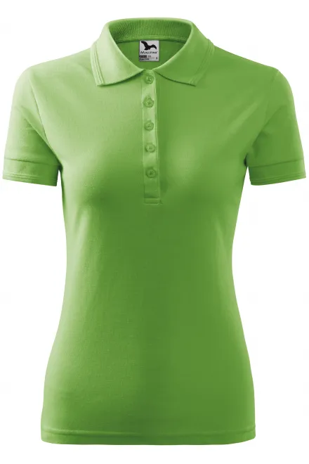 Polo élégant pour femme - pois vert, M
