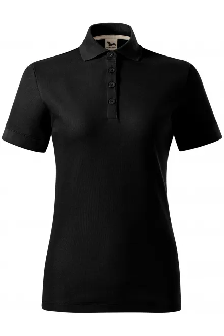 Polo femme coton bio - noir, 2XL
