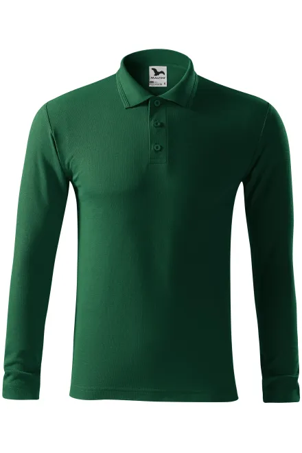 Polo homme à manches longues - bouteille verte, 2XL