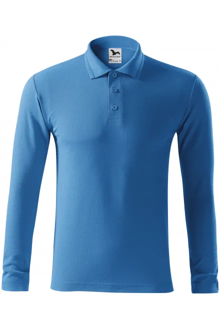Polo homme à manches longues - bleu clair, 2XL