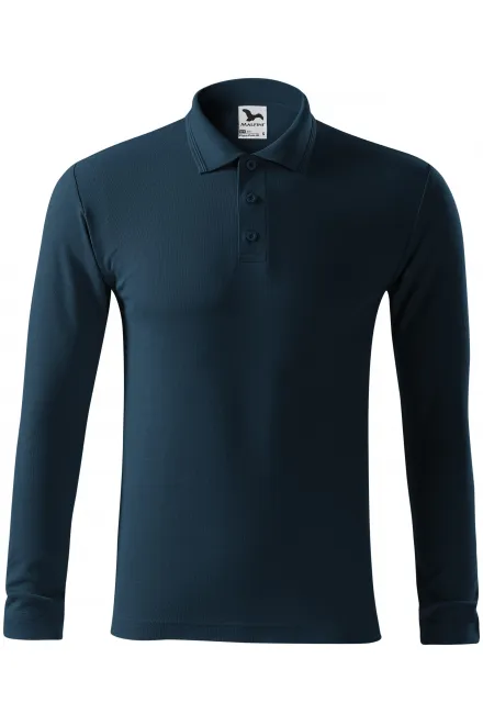 Polo homme à manches longues - bleu foncé, 2XL