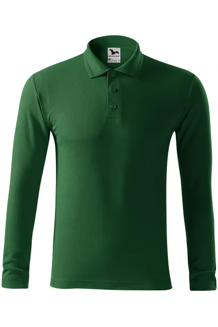 Polo homme à manches longues - bouteille verte, 2XL