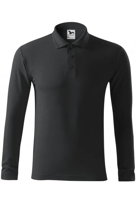 Polo homme à manches longues - gris ébène, 2XL