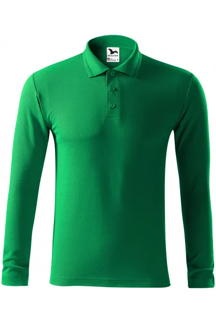 Polo homme à manches longues - herbe verte, 2XL
