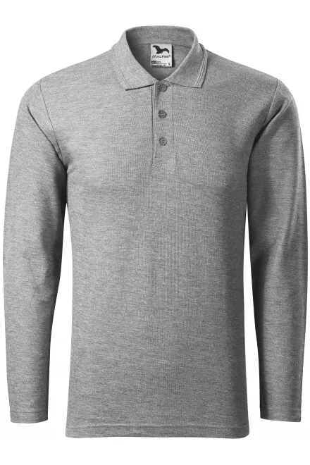 Polo homme à manches longues - marbre gris foncé, 2XL