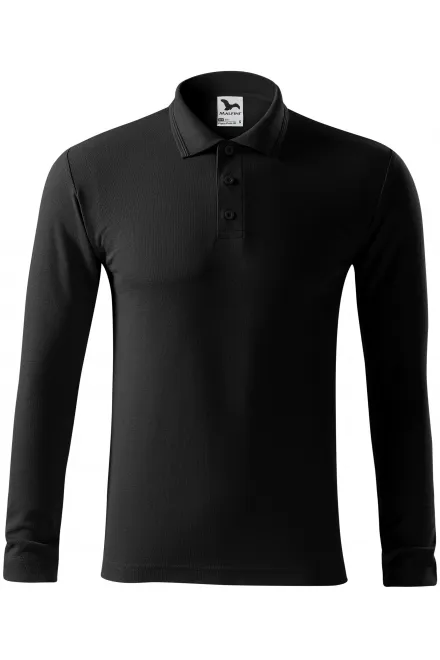 Polo homme à manches longues - noir, 2XL