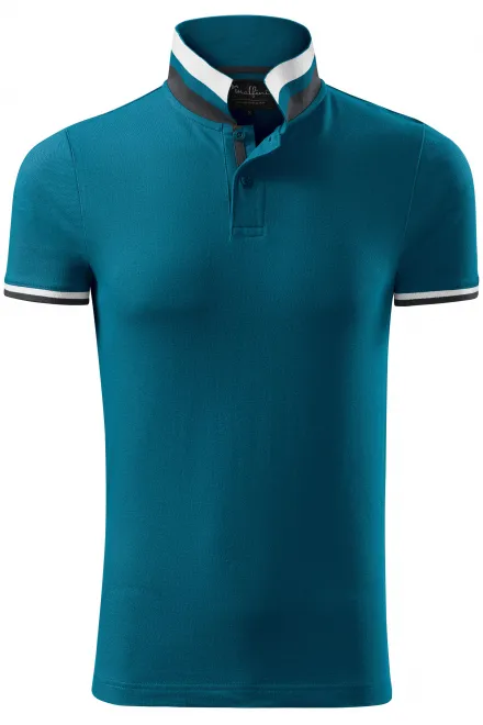 Polo homme col montant - petrol blue, L