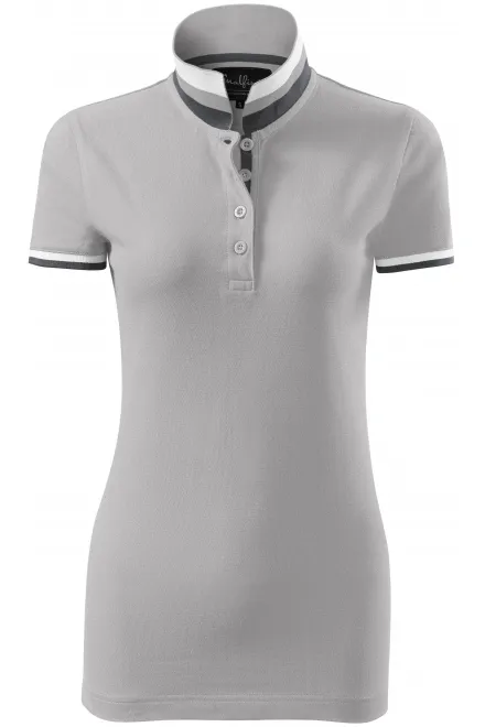 Polo pour femme avec col relevé - Gris argent, M