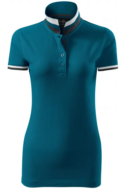 Polo pour femme avec col relevé - petrol blue, M