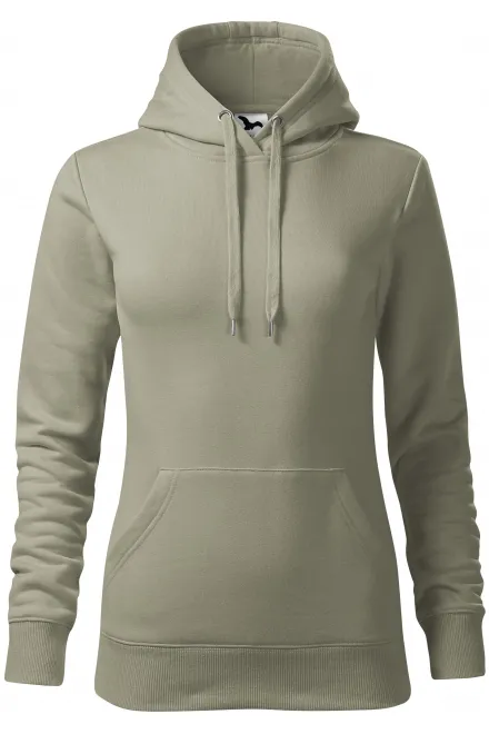Sweat femme à capuche sans zip - kaki brillant, L