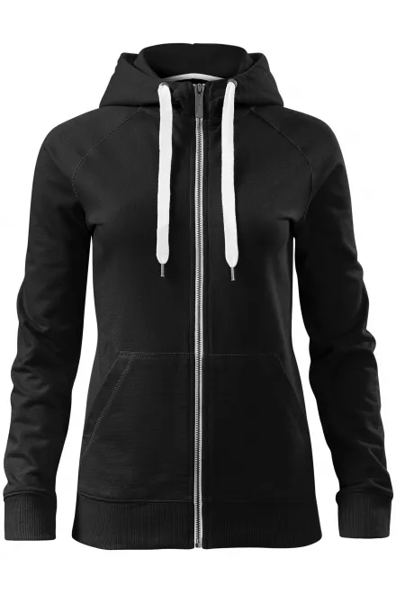 Sweat-shirt contrasté à capuche pour femme - noir, L