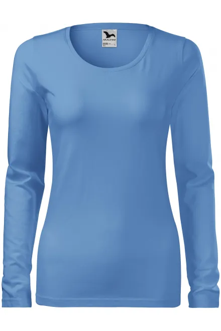 T-shirt ajusté à manches longues pour femme - bleu ciel, M