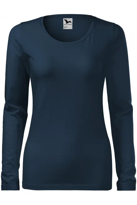 T-shirt ajusté à manches longues pour femme - bleu foncé, M