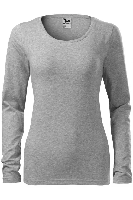 T-shirt ajusté à manches longues pour femme - marbre gris foncé, M