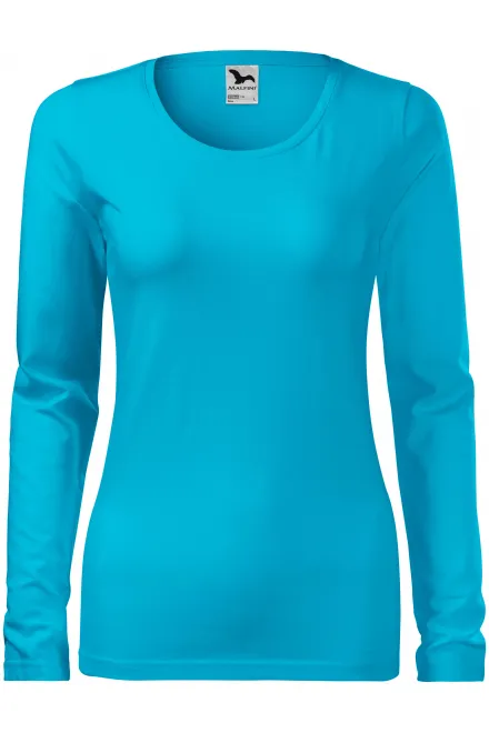 T-shirt ajusté à manches longues pour femme - turquoise, M