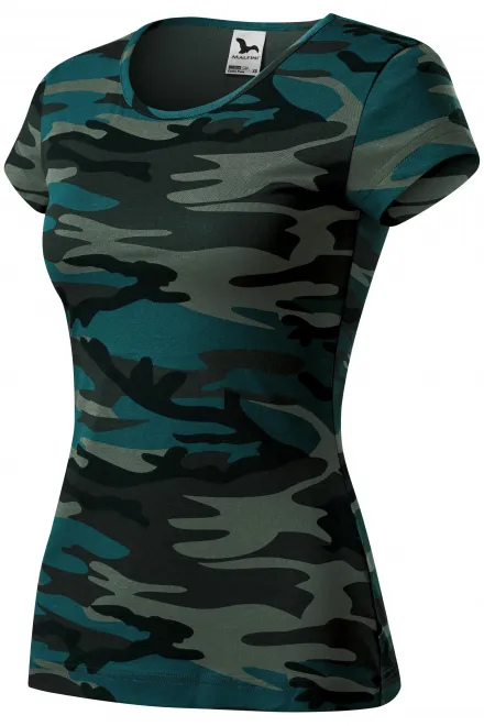 T-shirt camouflage femme, camouflage bleu