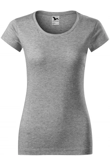 T-shirt coupe slim femme à encolure ronde - marbre gris foncé, 2XL