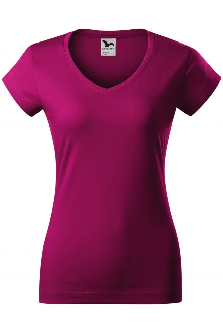 T-shirt coupe slim pour femme avec encolure en V - fuchsia, XS