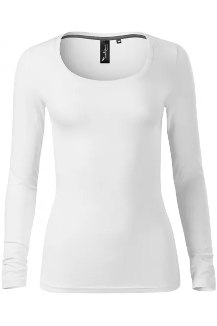 T-shirt femme à manches longues et décolleté plus profond - blanche, M