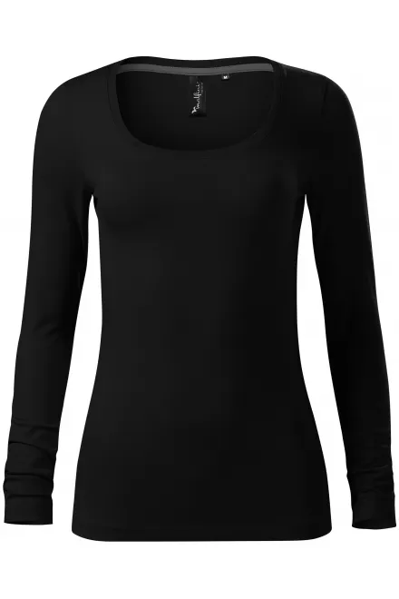 T-shirt femme à manches longues et décolleté plus profond - noir, M