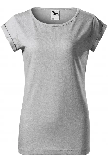T-shirt femme à manches retroussées - marbre argenté, 2XL