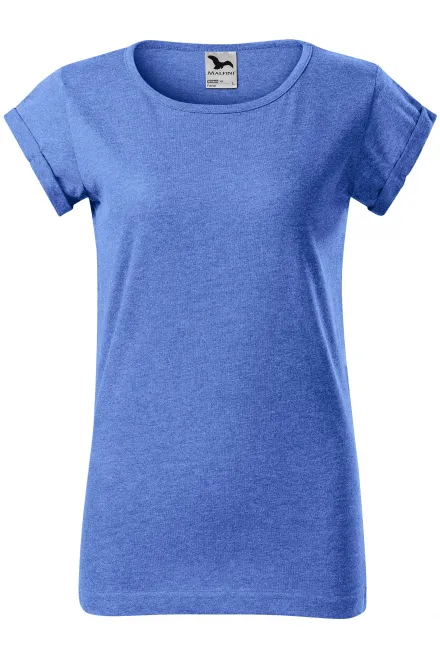 T-shirt femme à manches retroussées - marbre bleu, 2XL