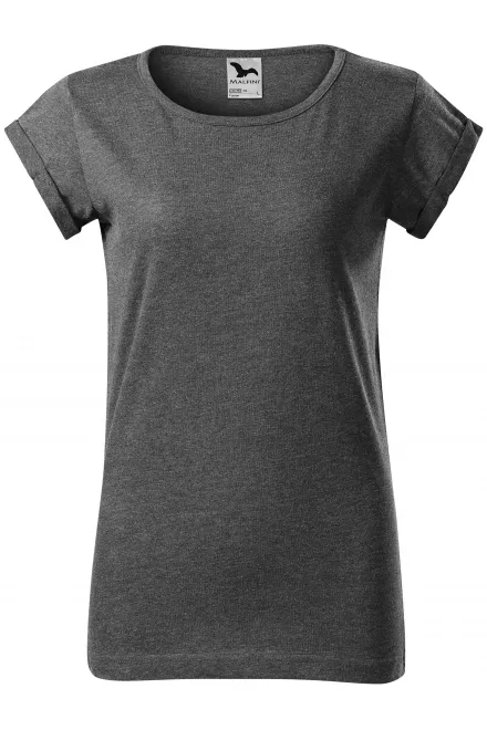 T-shirt femme à manches retroussées - marbre noir, 2XL