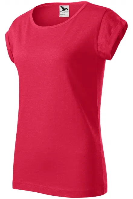 T-shirt femme à manches retroussées, marbre rouge